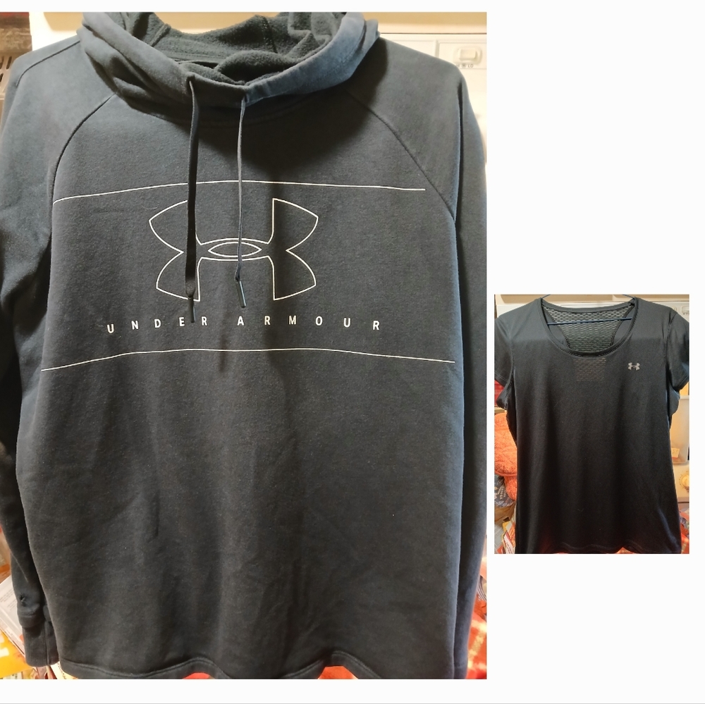 2 Under Armour Lot: Sweatshirt Performance Hoodie & Performance Vented Shirt